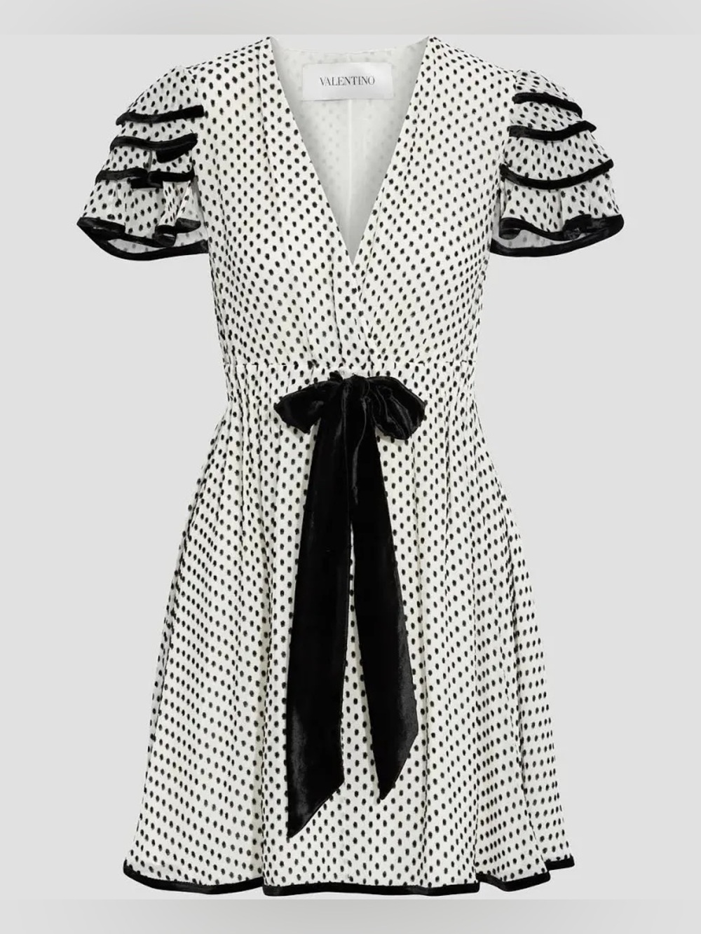 VALENTINO GARAVANI Ruffled silk-blend devoré-velvet Dress size IT 40 MSRP $5980
